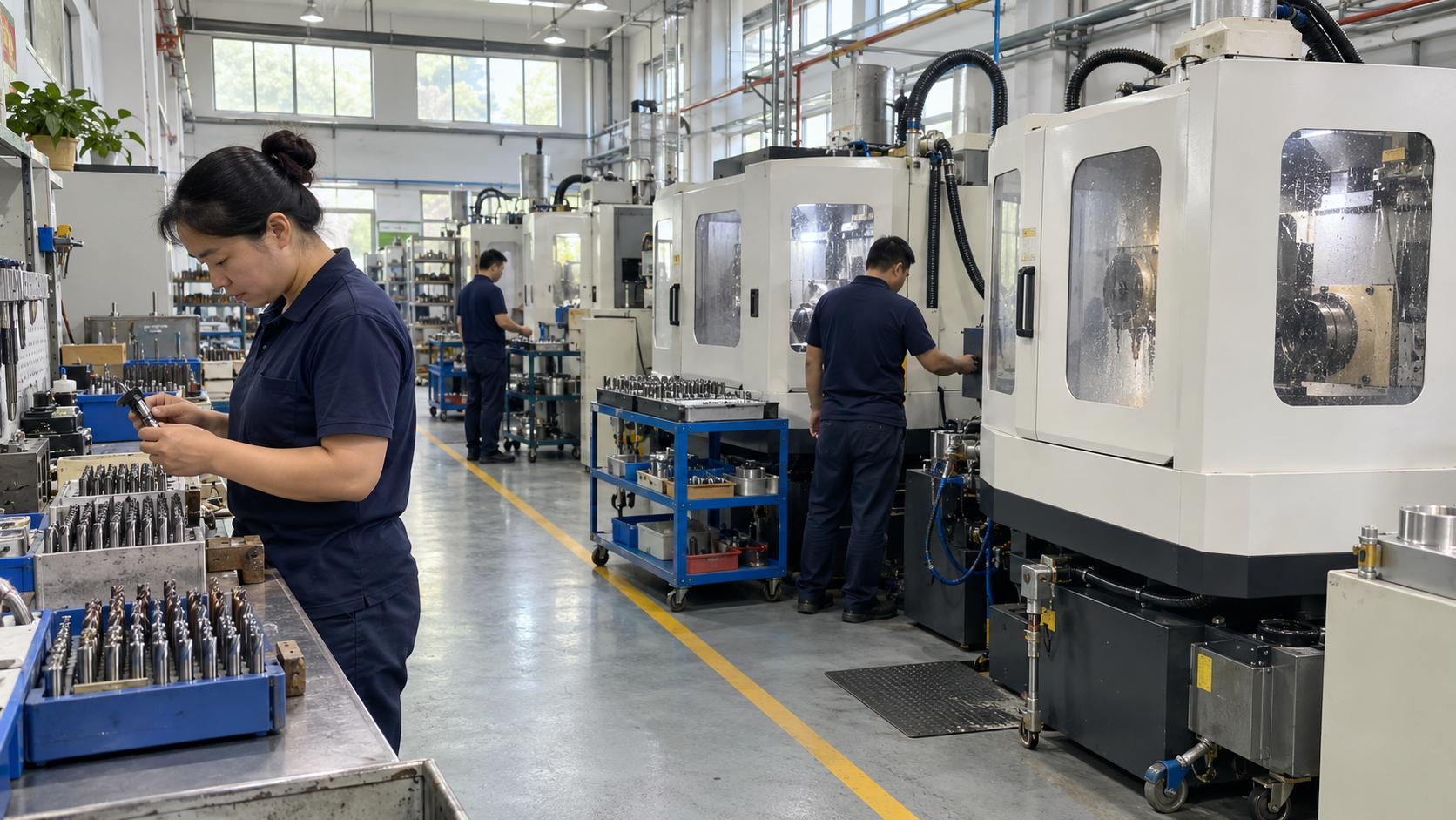 Operators and machinery on the workshop floor