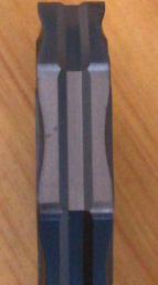 Cutting edge of the trial insert in the original milling record